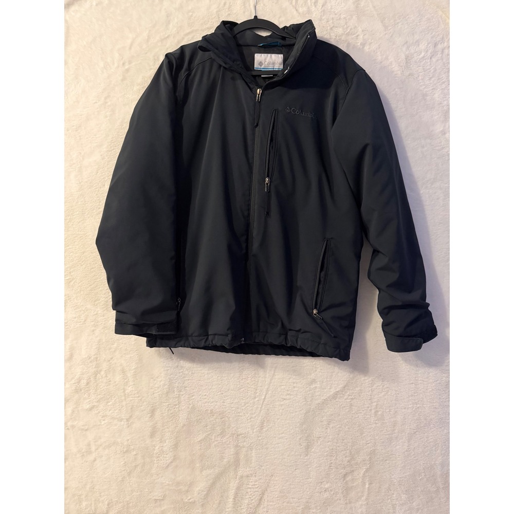 Columbia Mens Medium Black Softshell Fleece Lined Full Zip Jacket WM3260 Outdoor